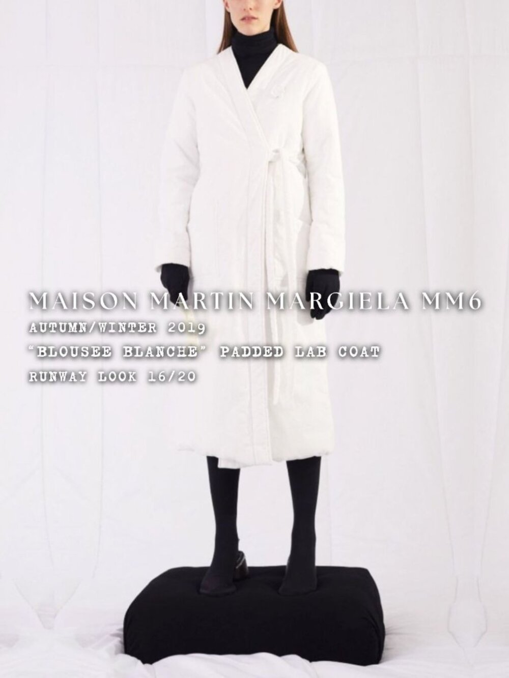 MAISON MARTIN MARGIELA MM6 AW19 RUNWAY White Padded  Belted Lab Coat Sz IT 36